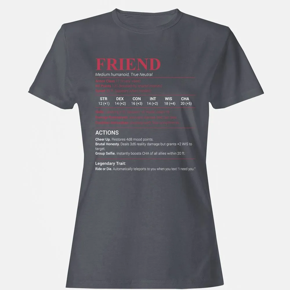 Friend Stats Women's T-Shirt - Dark Heather - 5
