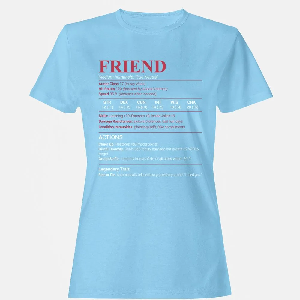 Friend Stats Women's T-Shirt - Light Blue - 8