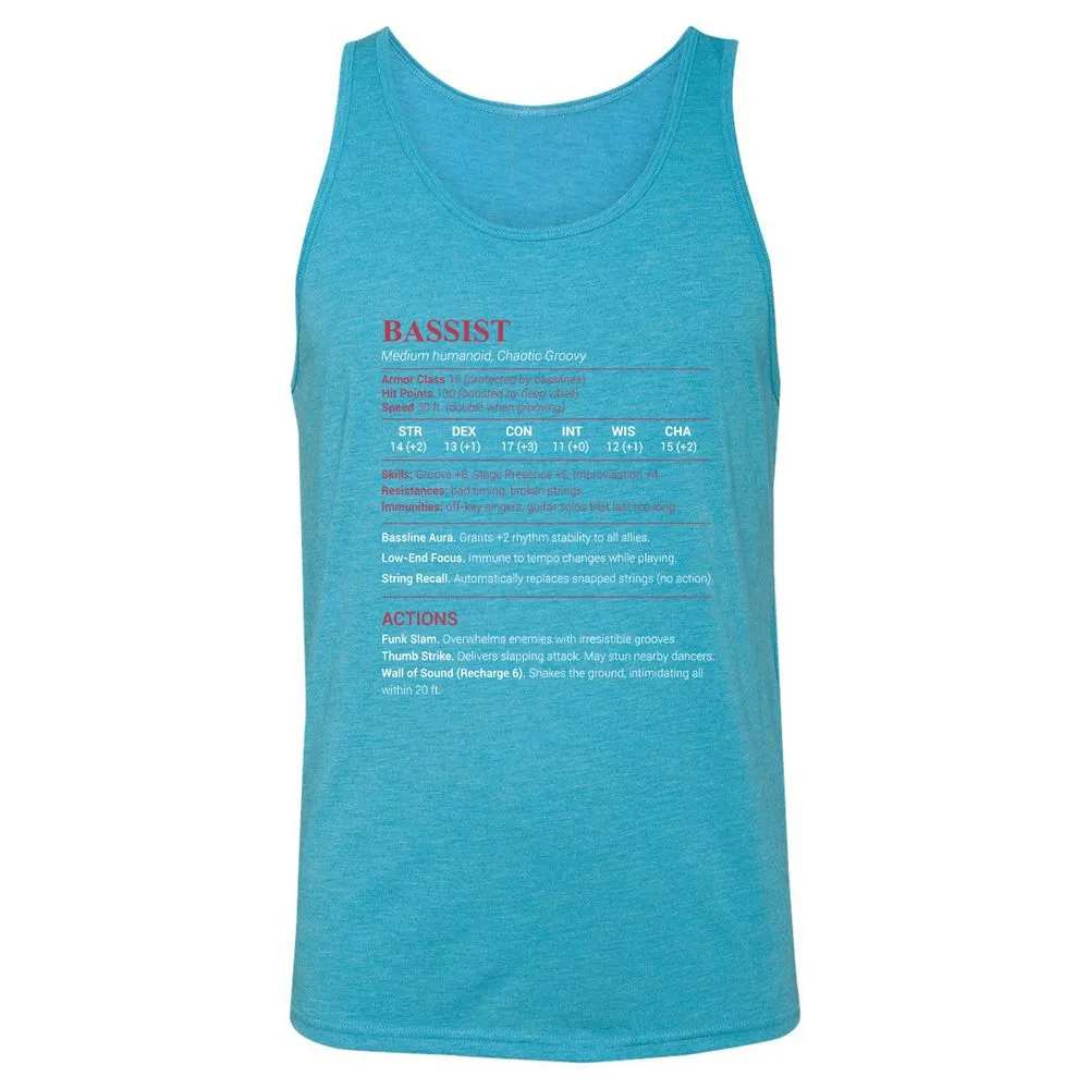 Bassist Stats Unisex Jersey Tank - Aqua Triblend - 3