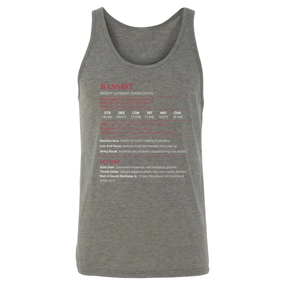 Bassist Stats Unisex Jersey Tank - Grey Triblend - 8