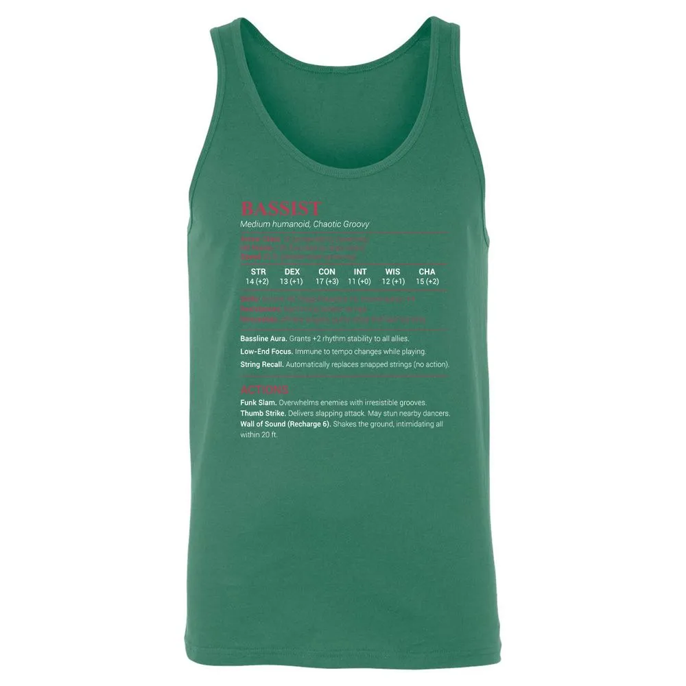 Bassist Stats Unisex Jersey Tank - Kelly - 9
