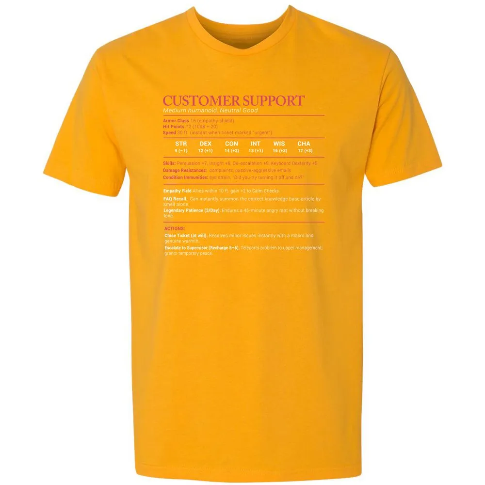 Customer Support Stats Premium Unisex T-Shirt - Gold - 12