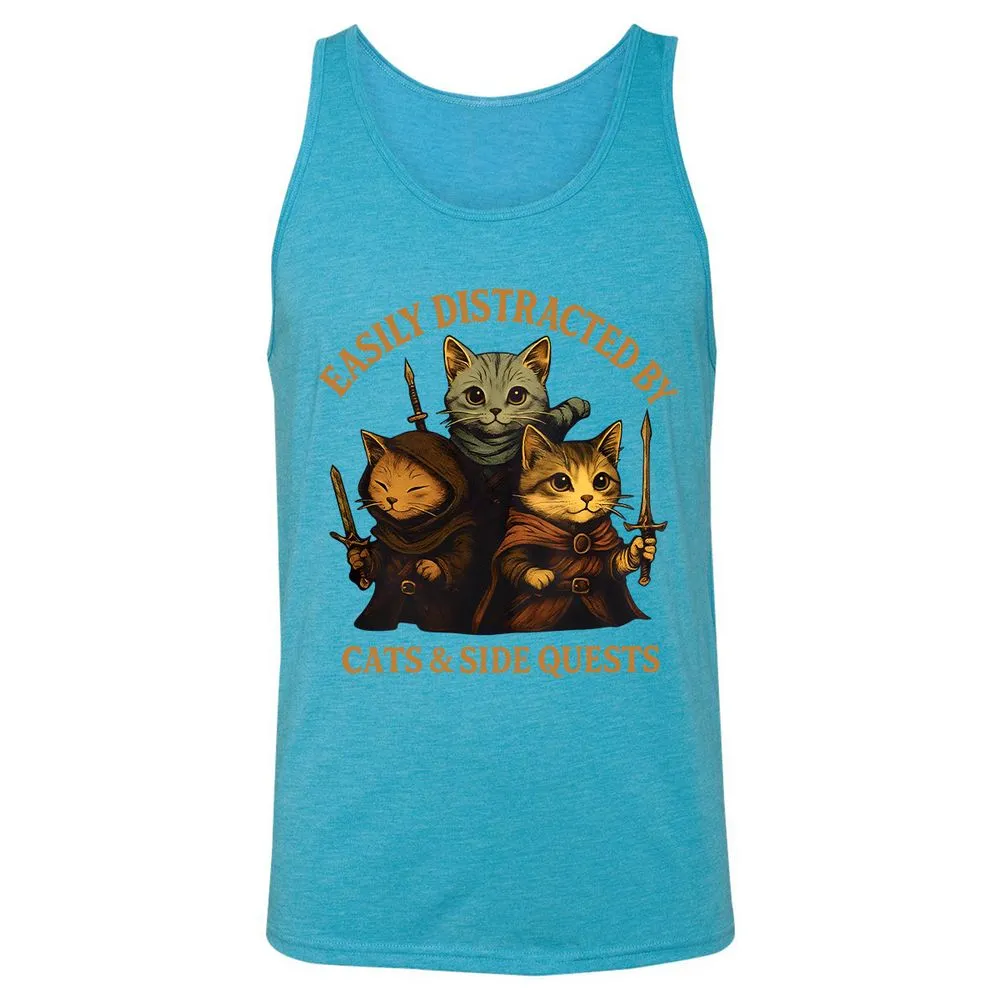 Easily Distracted By Cats & Side Quests Unisex Jersey Tank - Aqua Triblend - 3