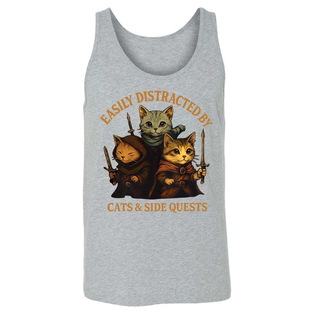Easily Distracted By Cats & Side Quests Unisex Jersey Tank - Athletic Heather - 4