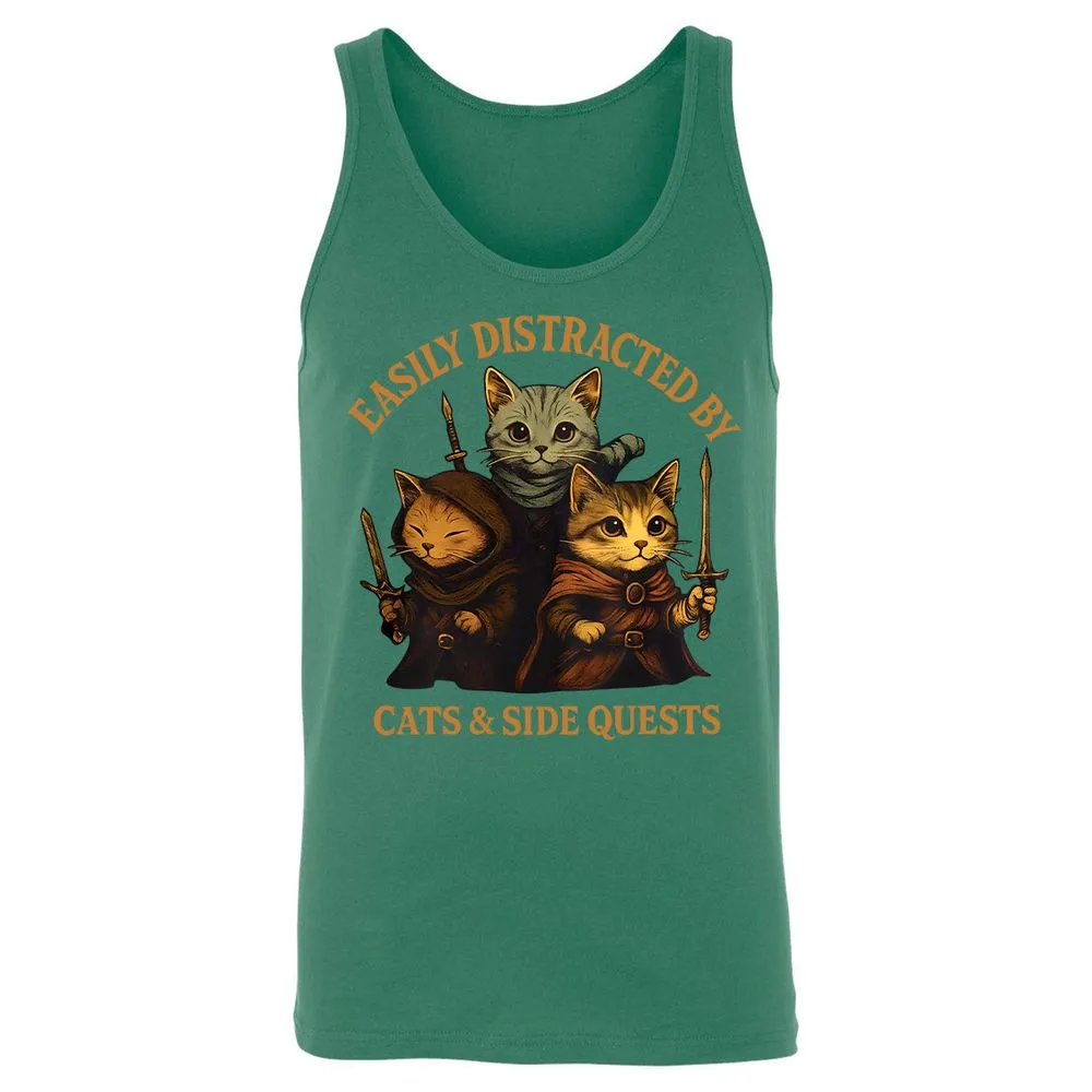Easily Distracted By Cats & Side Quests Unisex Jersey Tank - Kelly - 9