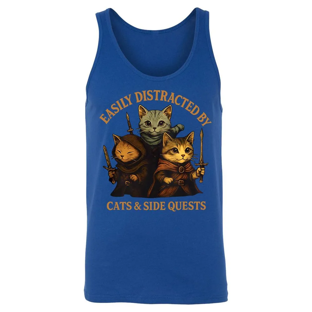 Easily Distracted By Cats & Side Quests Unisex Jersey Tank - True Royal - 13
