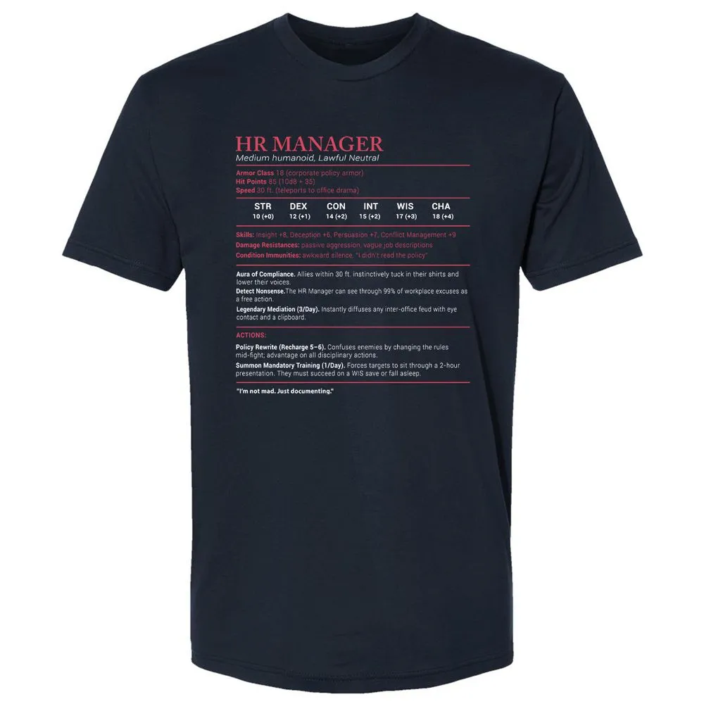 HR Manager Stats Premium Unisex T-Shirt - Midnight Navy - 2
