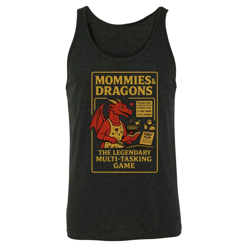 Mommies & Dragons Unisex Jersey Tank - Charcoal Black Triblend - 5