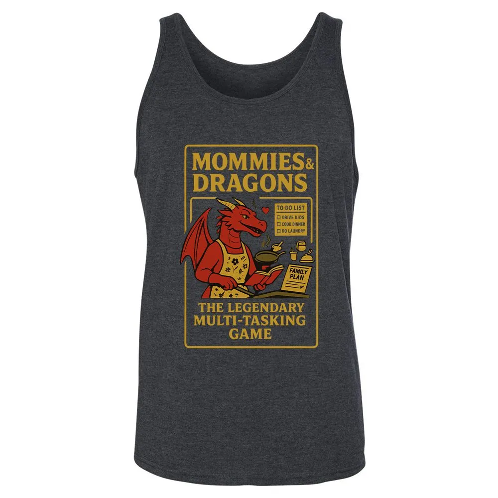 Mommies & Dragons Unisex Jersey Tank - Dark Grey Heather - 6