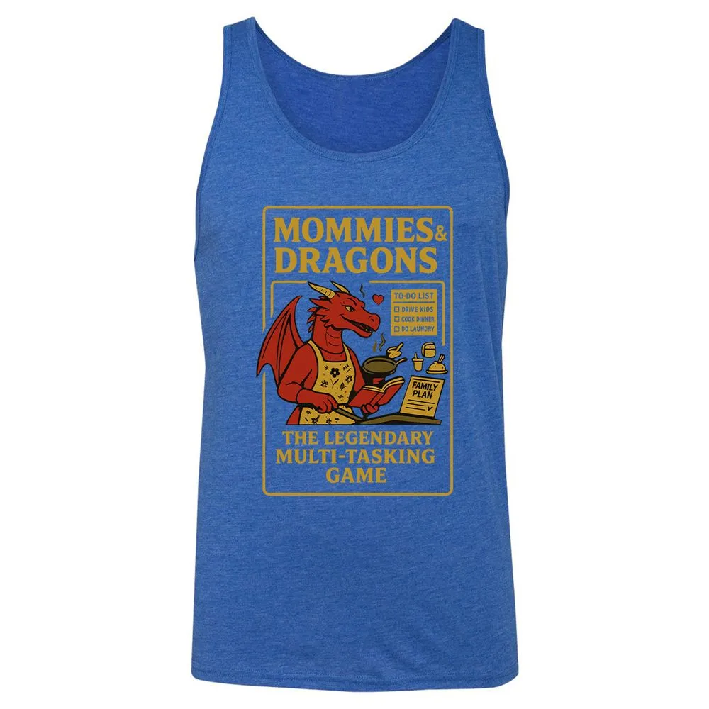 Mommies & Dragons Unisex Jersey Tank - True Royal Triblend - 12