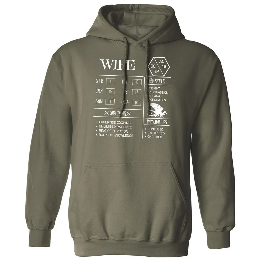 Wife Stats 2 Classic Unisex Hoodie - Military Green - 4