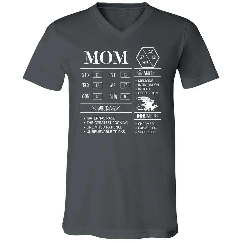 Mom Stats 2 Unisex V-Neck T-Shirt - Asphalt - 12