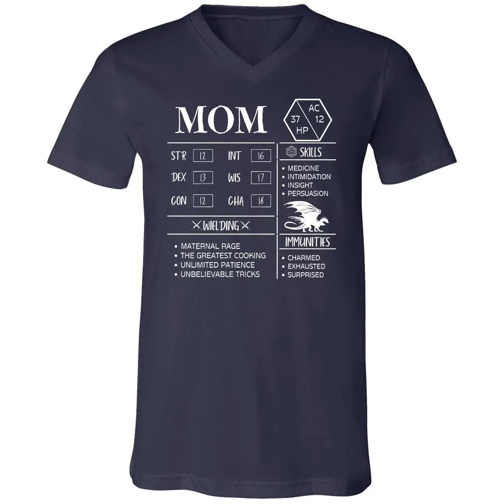 Mom Stats 2 Unisex V-Neck T-Shirt - Navy - 2
