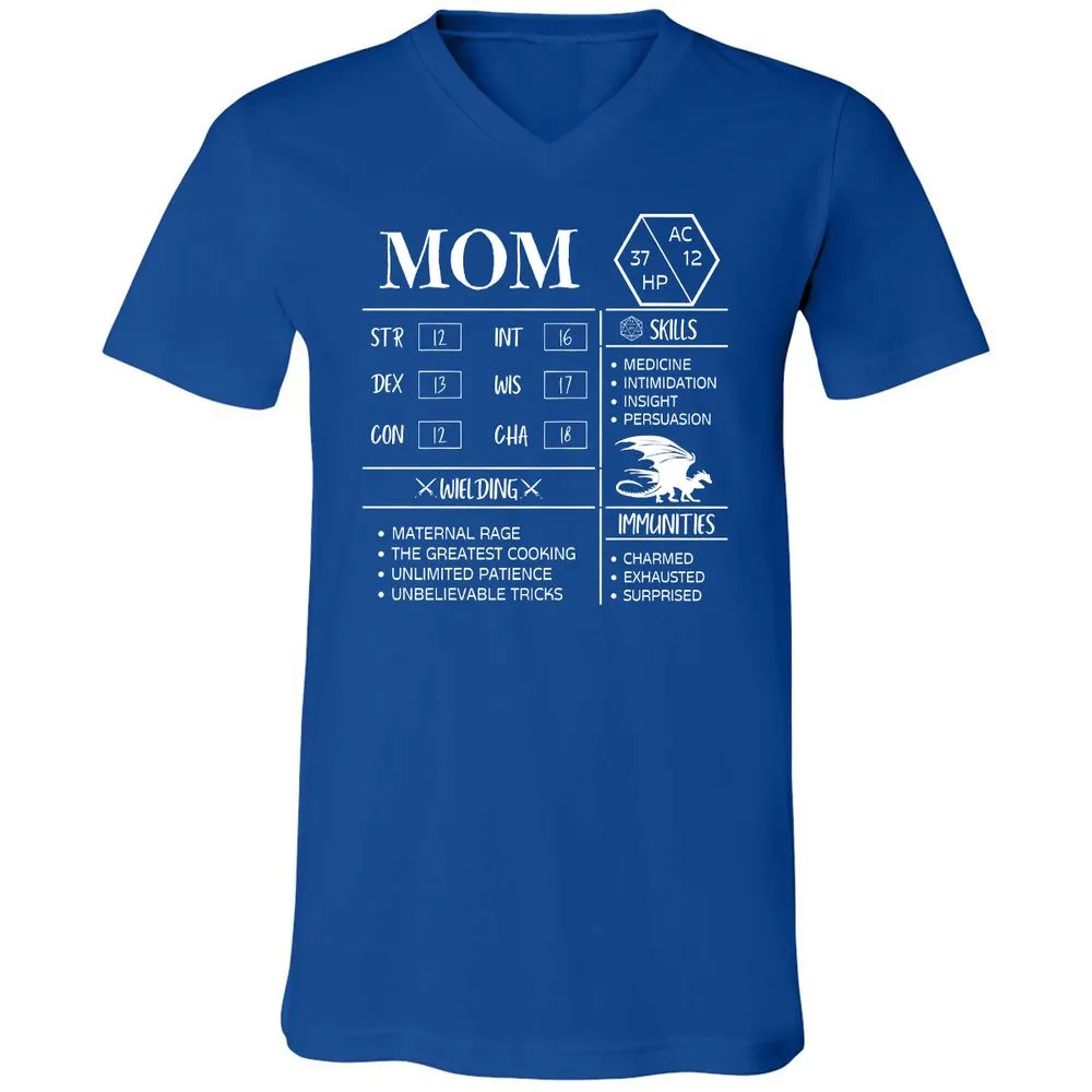 Mom Stats 2 Unisex V-Neck T-Shirt - True Royal - 4