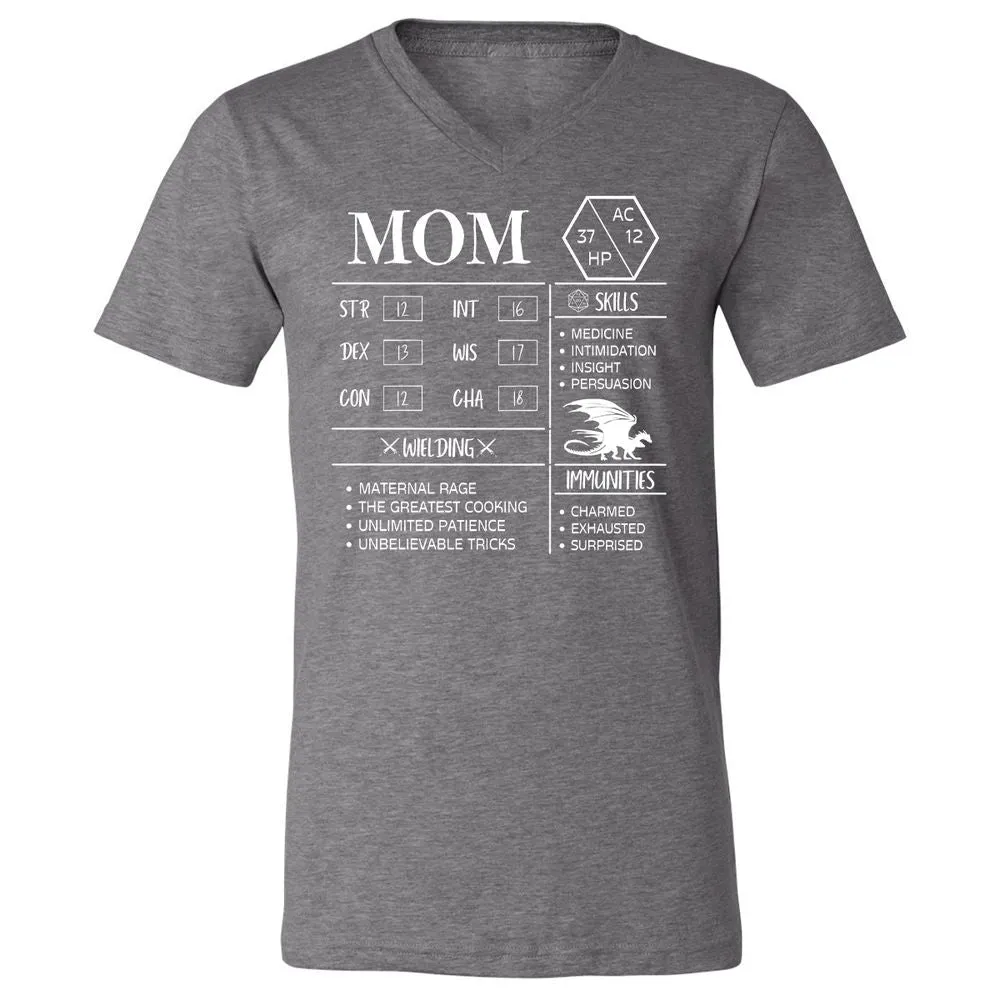 Mom Stats 2 Unisex V-Neck T-Shirt - Deep Heather - 13