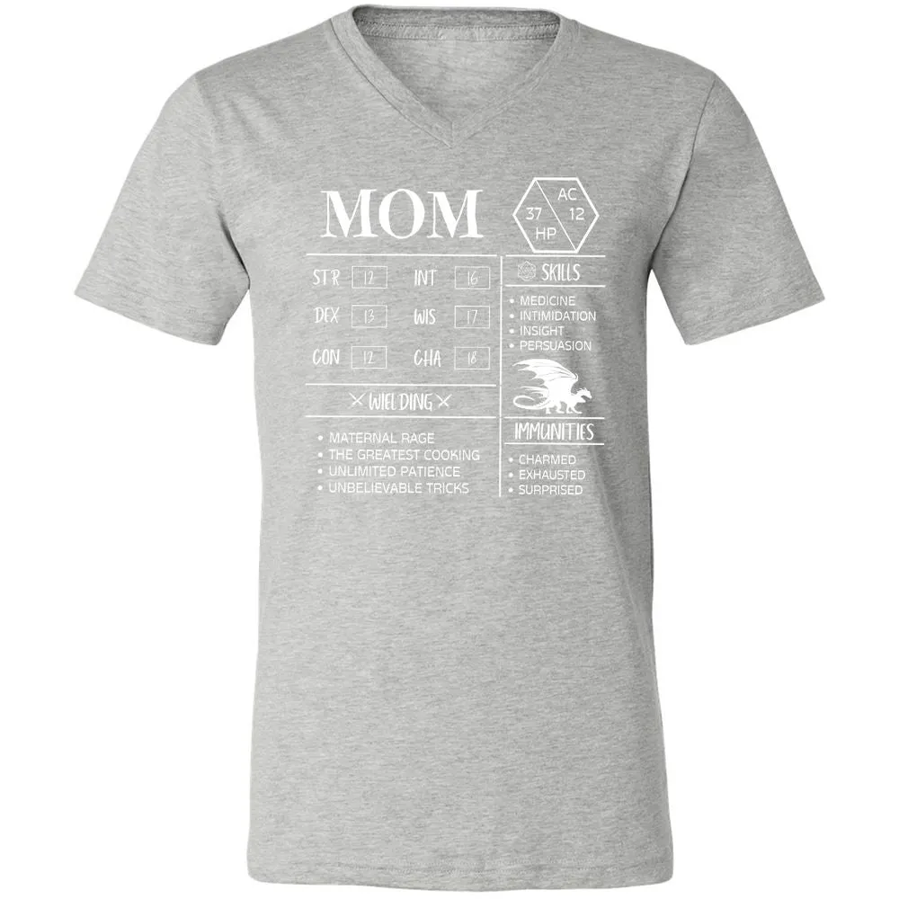 Mom Stats 2 Unisex V-Neck T-Shirt - Athletic Heather - 7
