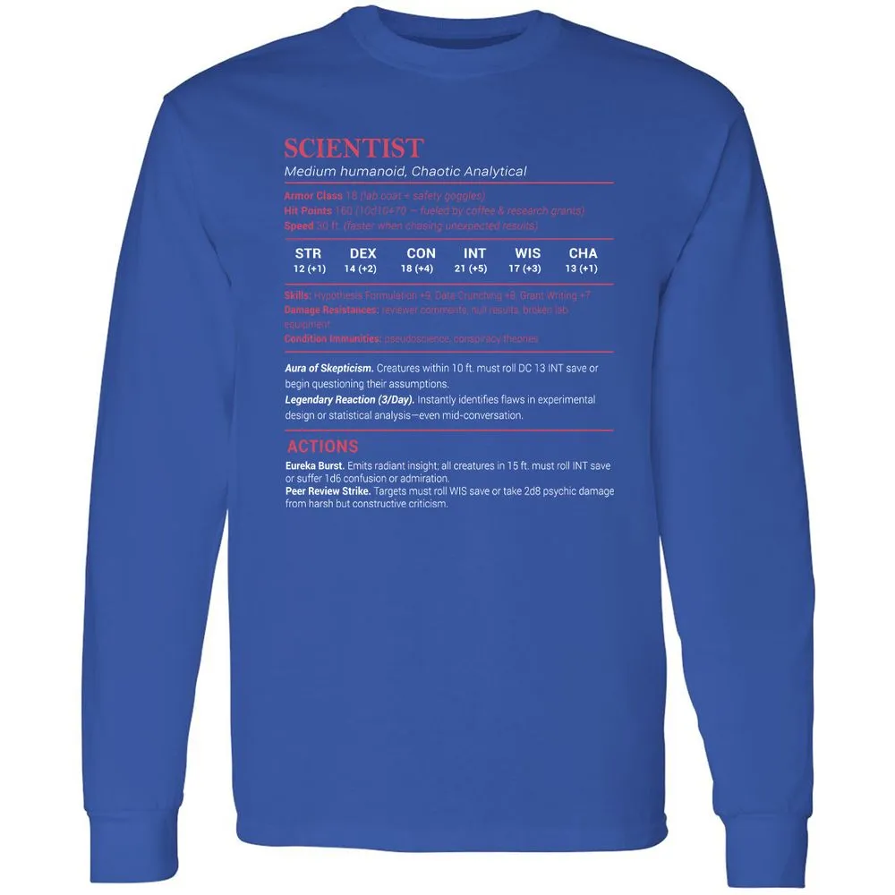 Scientist Stats Long Sleeve T-Shirt - Royal - 8