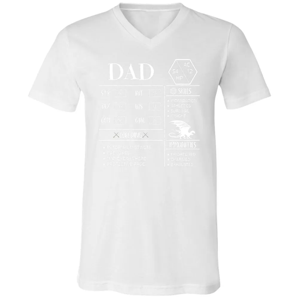 Dad Stats 2 Unisex V-Neck T-Shirt - White - 5