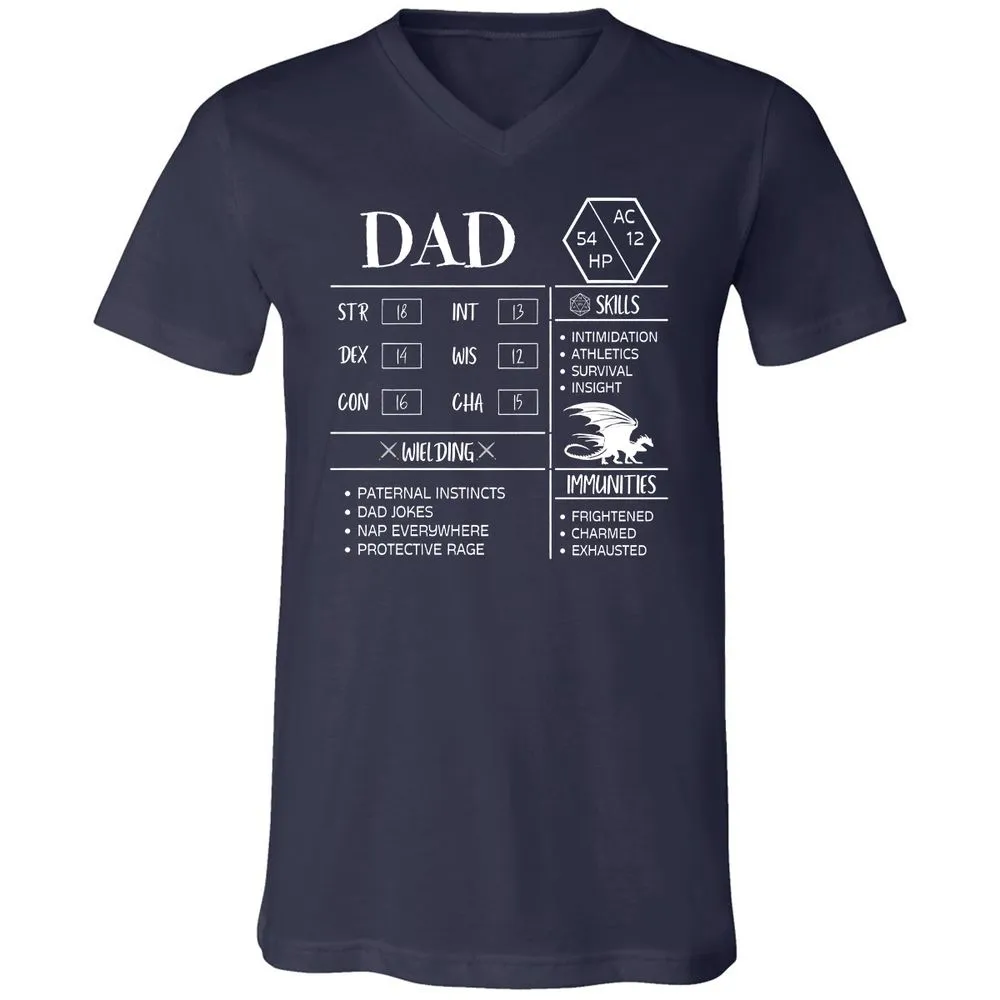 Dad Stats 2 Unisex V-Neck T-Shirt - Navy - 2