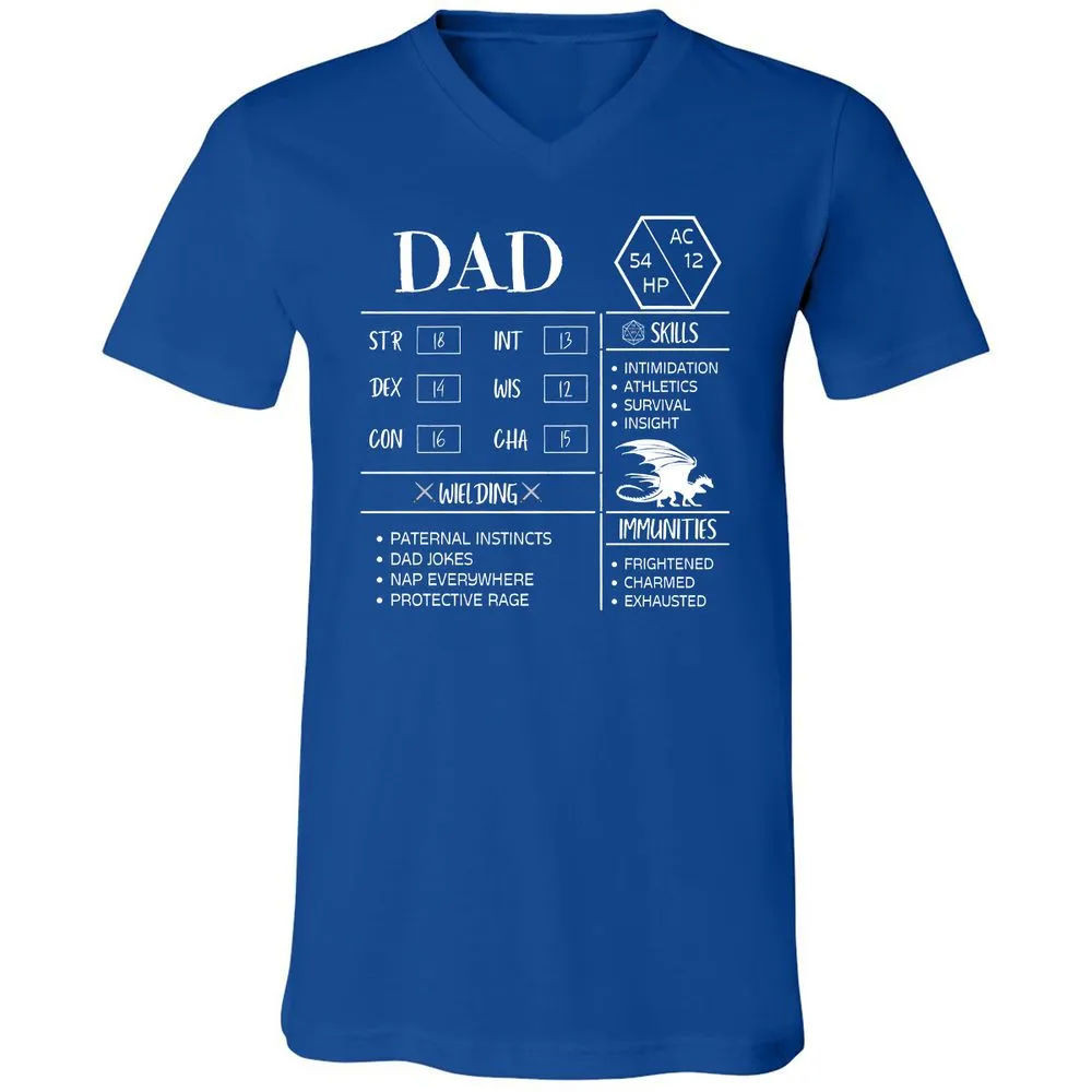 Dad Stats 2 Unisex V-Neck T-Shirt - True Royal - 4