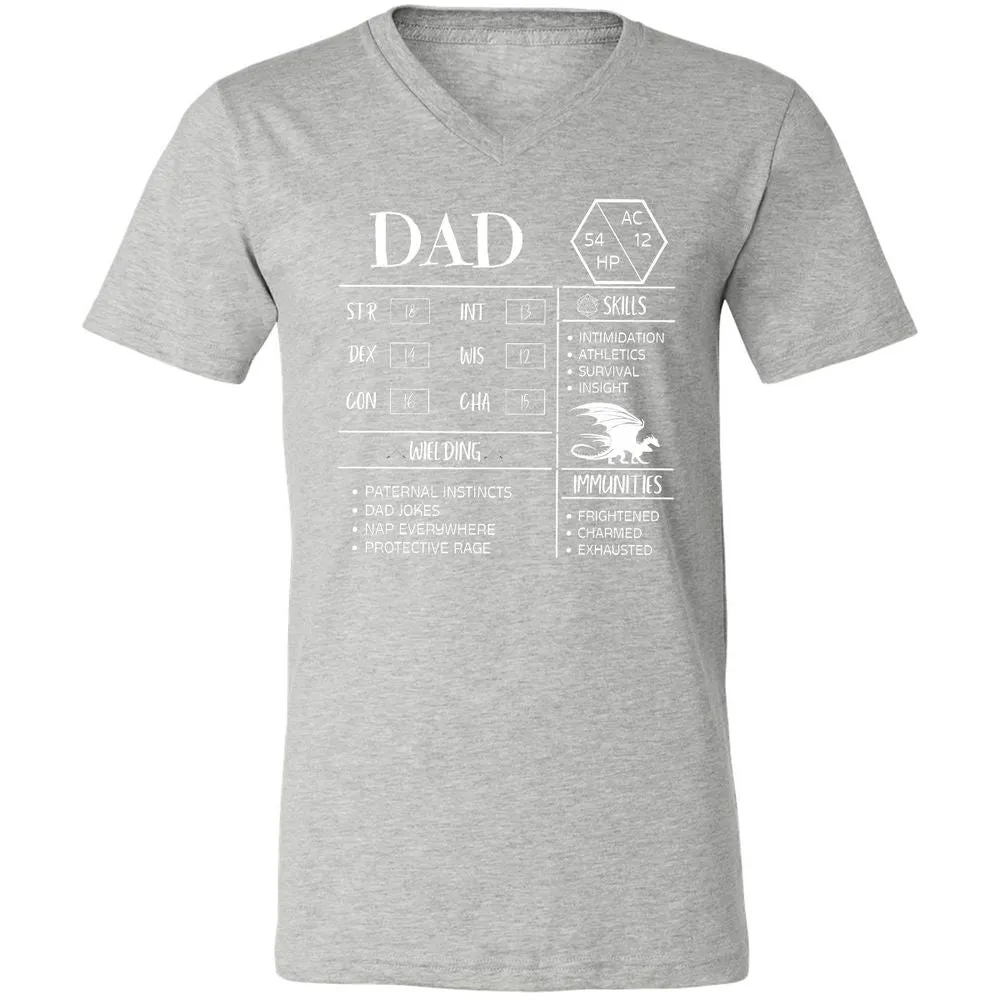Dad Stats 2 Unisex V-Neck T-Shirt - Athletic Heather - 7