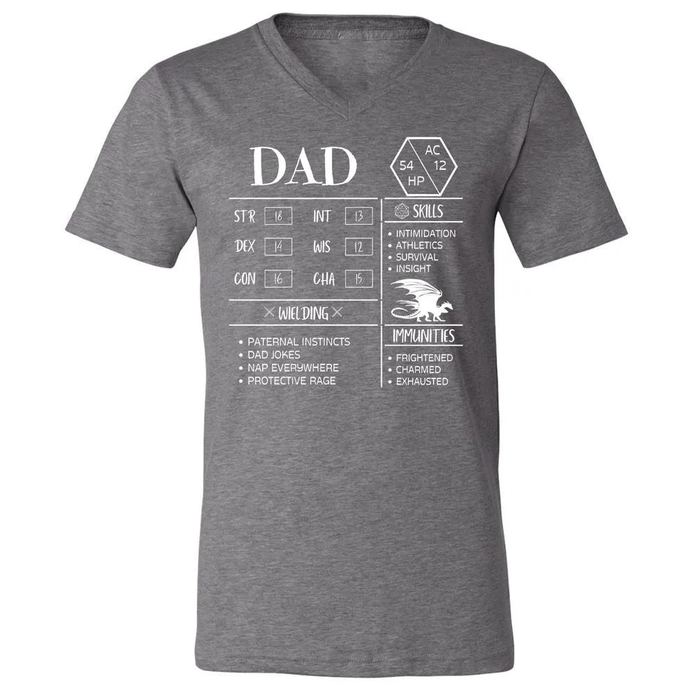Dad Stats 2 Unisex V-Neck T-Shirt - Deep Heather - 13