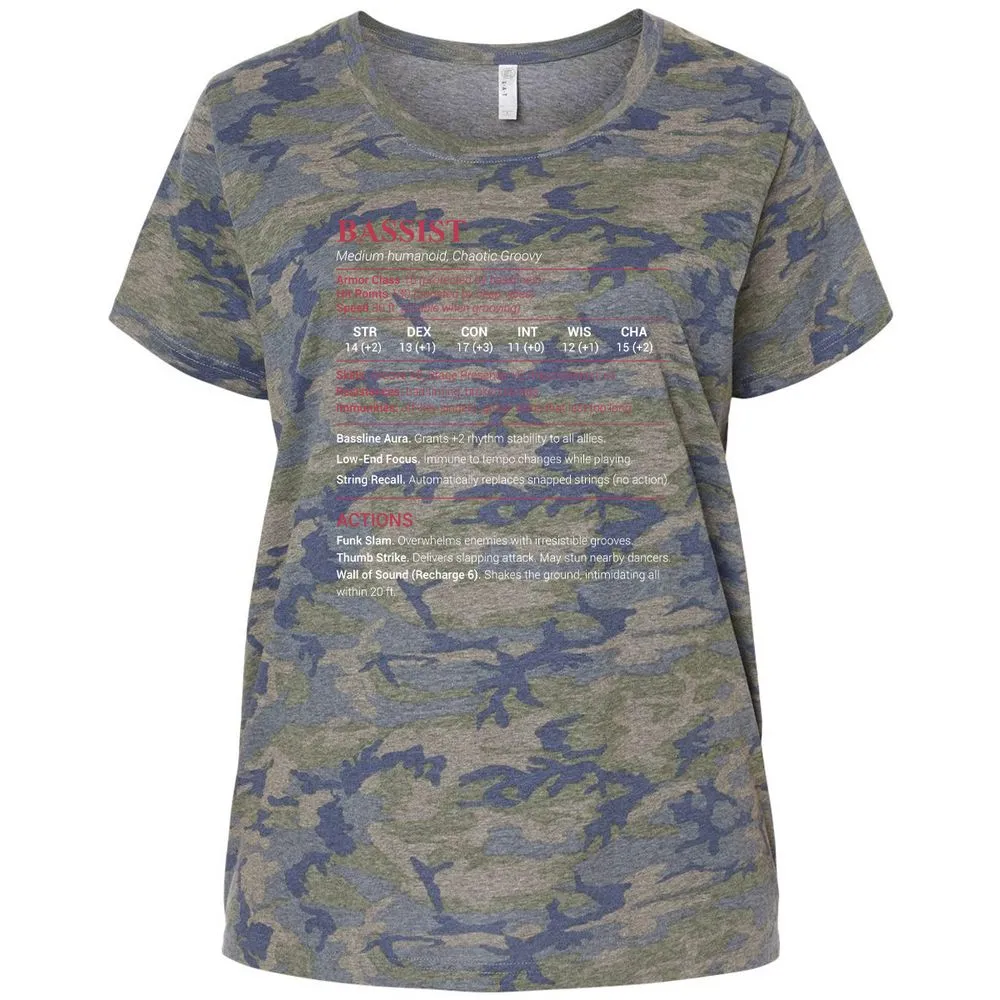 Bassist Stats Ladies Curvy Jersey - Vintage Camo - 5