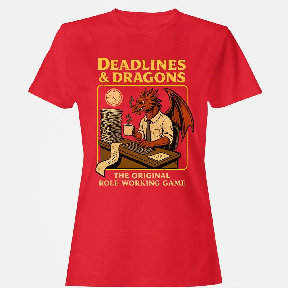 Deadlines & Dragons (Office Staff) Women's T-Shirt - Red - 13