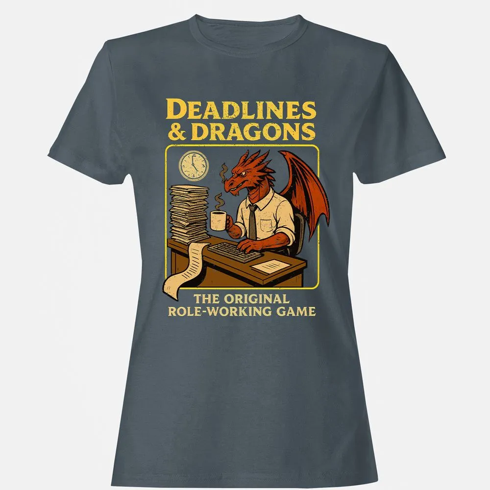 Deadlines & Dragons (Office Staff) Women's T-Shirt - Charcoal - 3