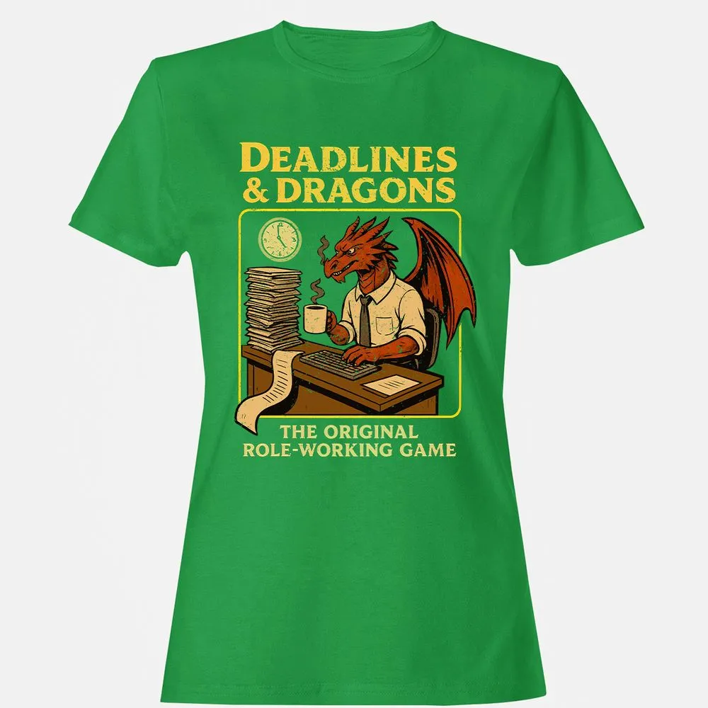 Deadlines & Dragons (Office Staff) Women's T-Shirt - Irish Green - 7