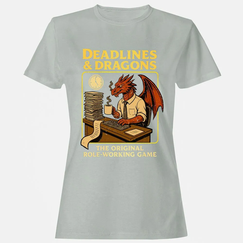 Deadlines & Dragons (Office Staff) Women's T-Shirt - Ash - 2