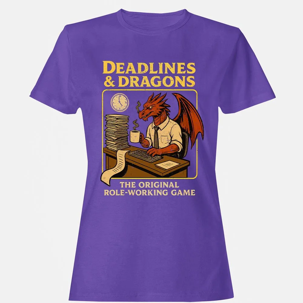 Deadlines & Dragons (Office Staff) Women's T-Shirt - Purple - 12