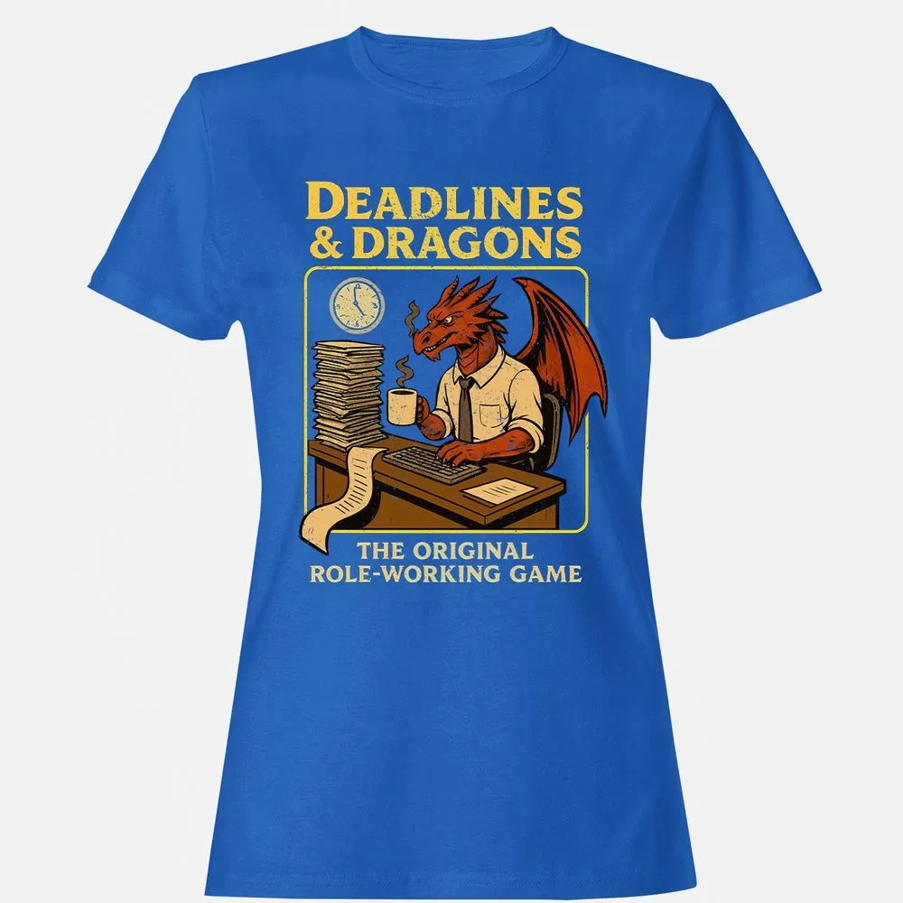 Deadlines & Dragons (Office Staff) Women's T-Shirt - Royal - 14