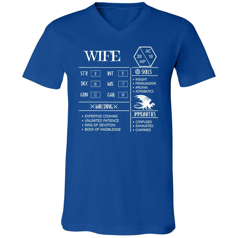 Wife Stats 2 Unisex V-Neck T-Shirt - True Royal - 4