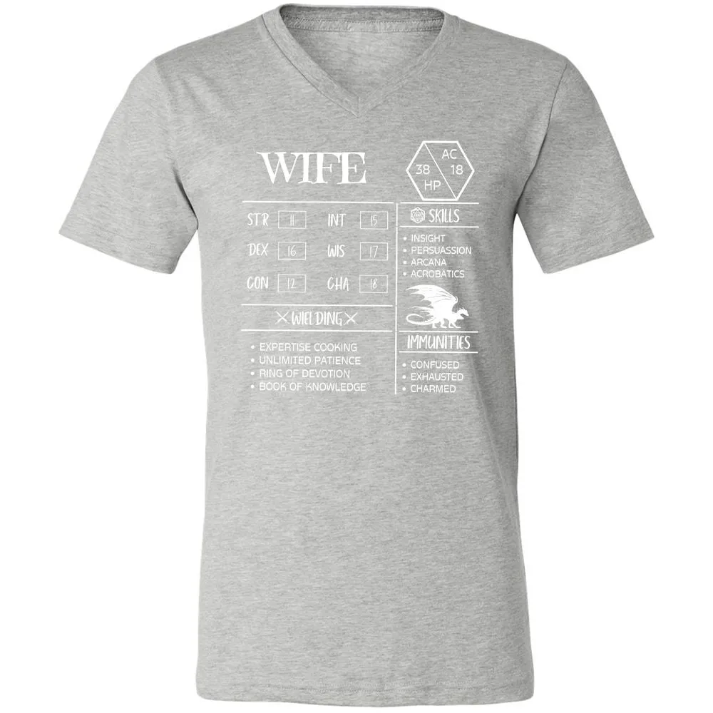 Wife Stats 2 Unisex V-Neck T-Shirt - Athletic Heather - 7
