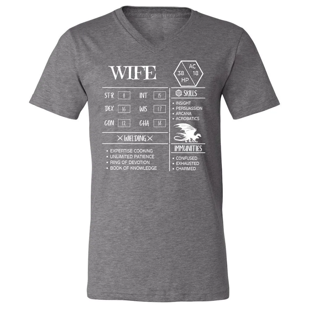 Wife Stats 2 Unisex V-Neck T-Shirt - Deep Heather - 13