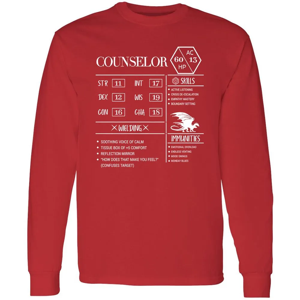 Counselor New Long Sleeve T-Shirt - Red - 14