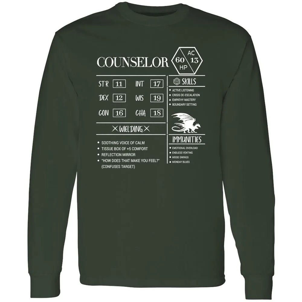 Counselor New Long Sleeve T-Shirt - Forest Green - 4