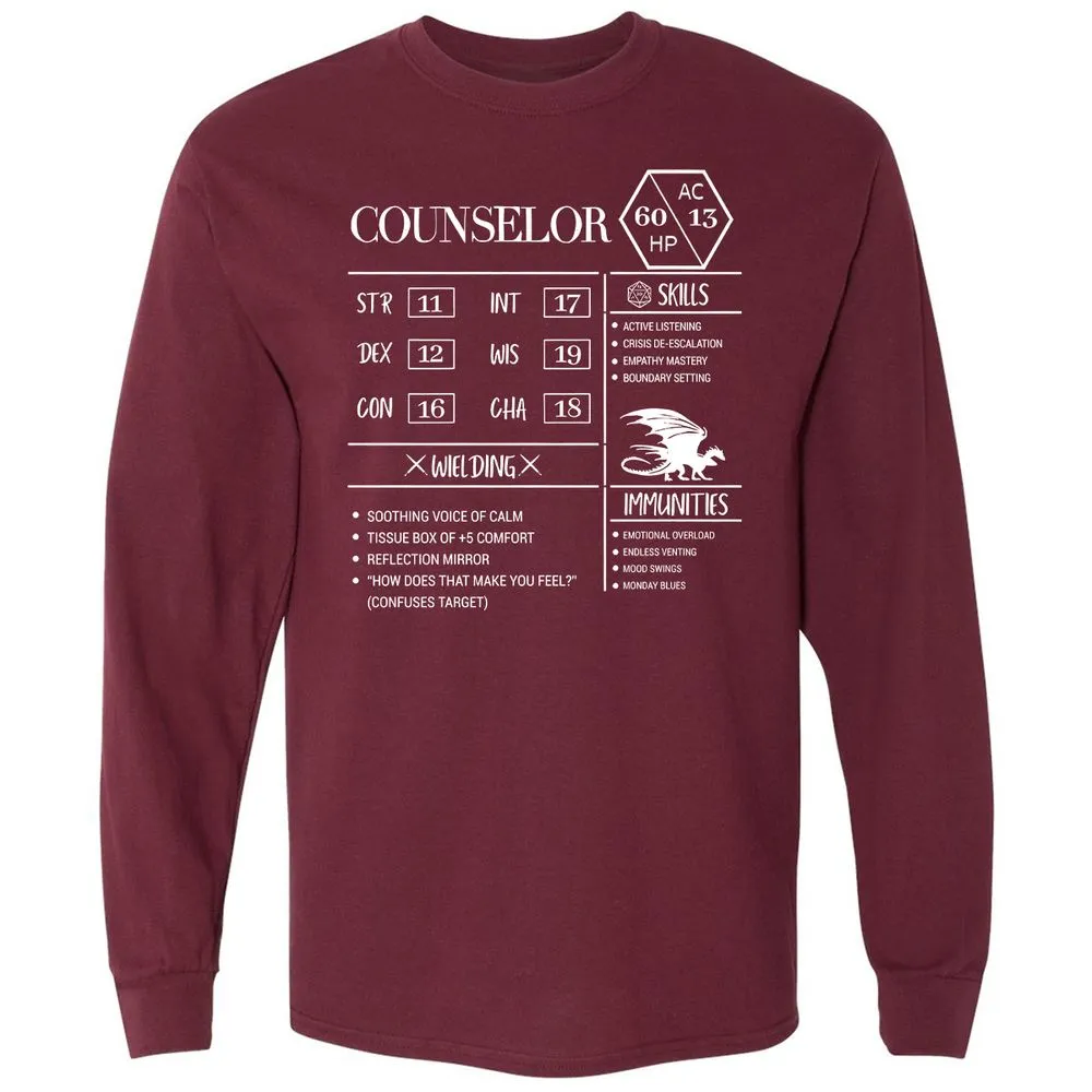 Counselor New Long Sleeve T-Shirt - Maroon - 11