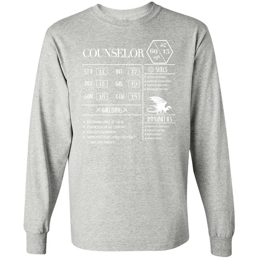 Counselor New Long Sleeve T-Shirt - Ash - 7