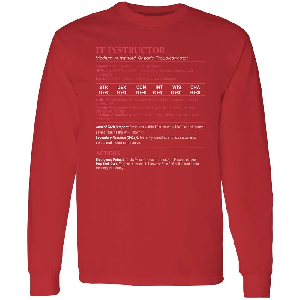 IT Instructor Long Sleeve T-Shirt - Red - 14