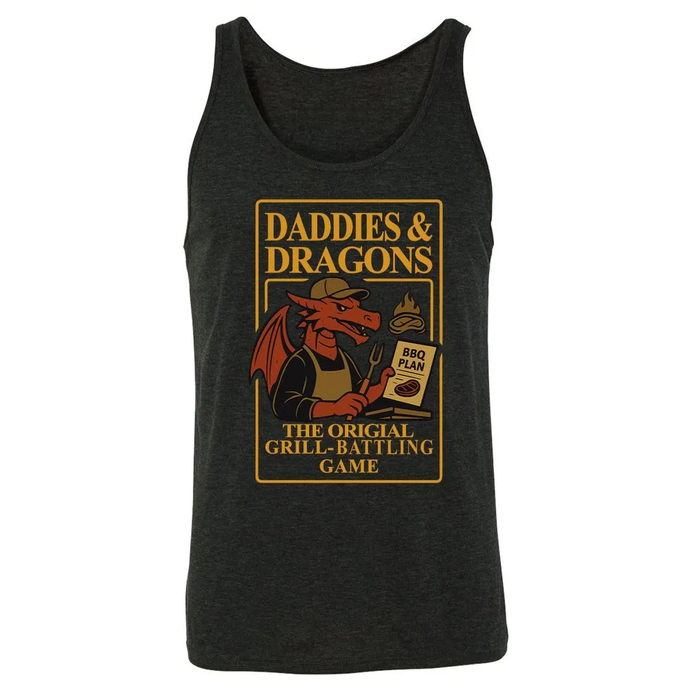 Daddies & Dragons Unisex Jersey Tank - Charcoal Black Triblend - 5