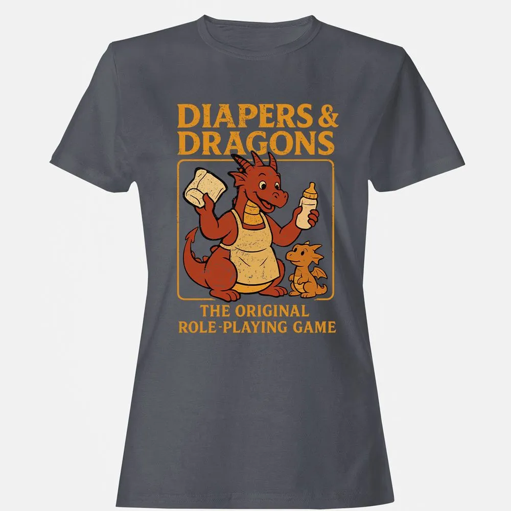 Diapers & Dragons Women's T-Shirt - Dark Heather - 5