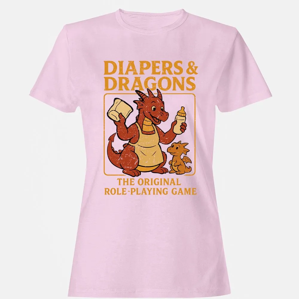 Diapers & Dragons Women's T-Shirt - Light Pink - 9