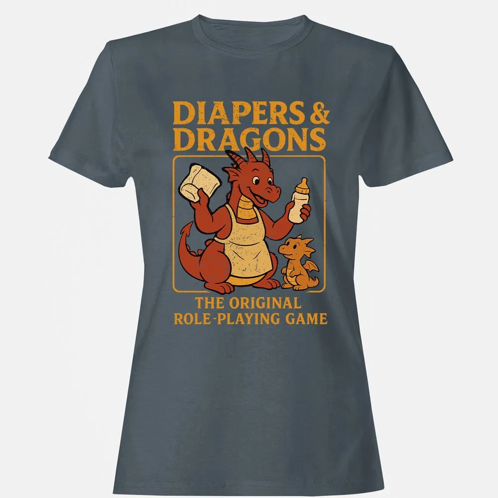 Diapers & Dragons Women's T-Shirt - Charcoal - 3