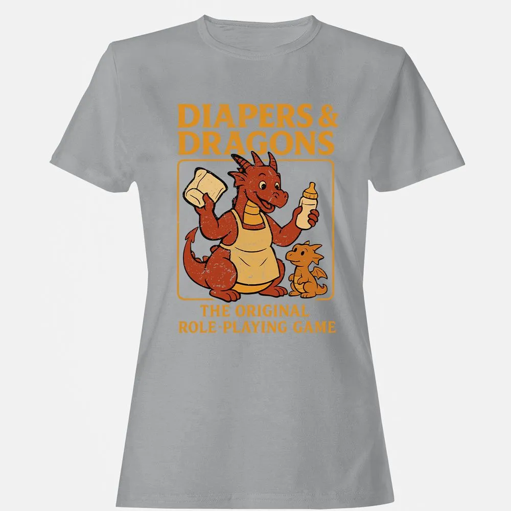 Diapers & Dragons Women's T-Shirt - Sport Grey - 15