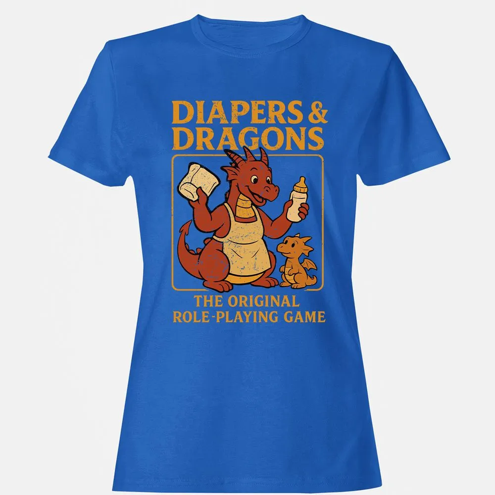 Diapers & Dragons Women's T-Shirt - Royal - 14