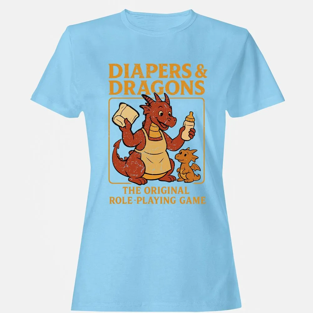 Diapers & Dragons Women's T-Shirt - Light Blue - 8