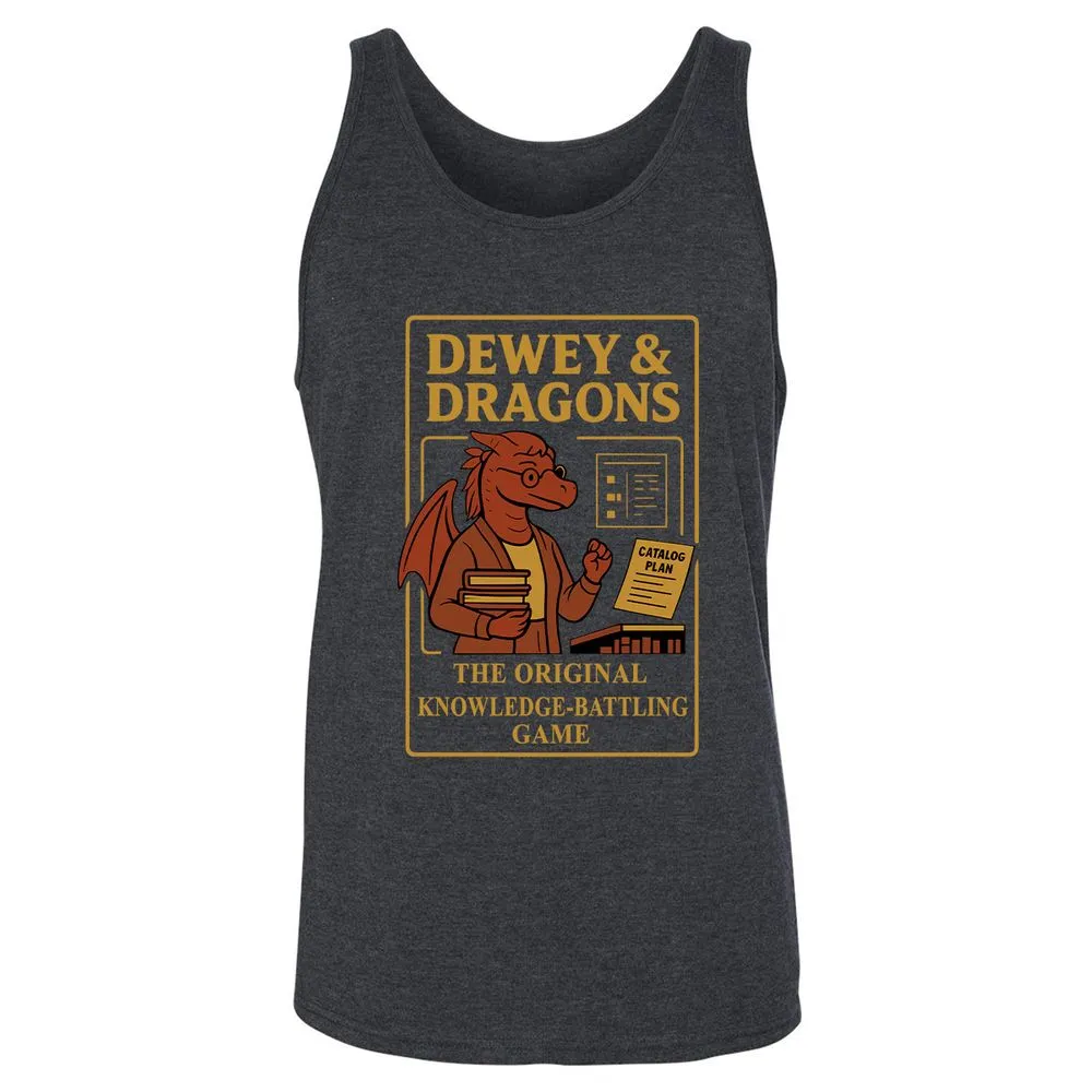 Dewey & Dragons Unisex Jersey Tank - Dark Grey Heather - 6