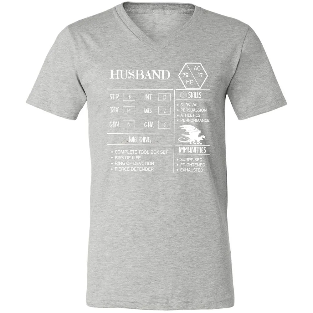 Husband Stats 2 Unisex V-Neck T-Shirt - Athletic Heather - 7